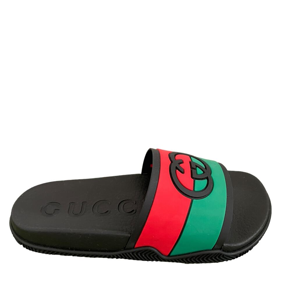 GUCCI Women's Interlocking G Slide Sandal Black Red Green Size 37 NEW - Picture 10 of 15